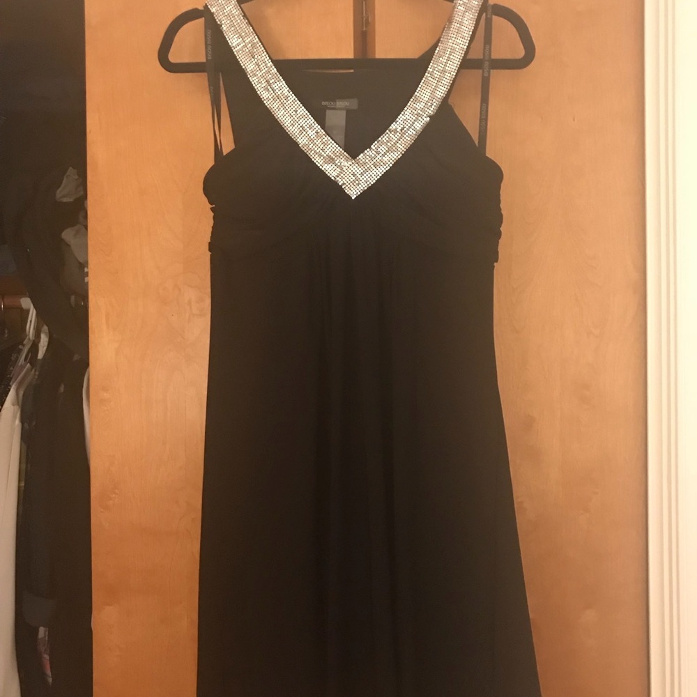 Black dress with sparkly silver neckline